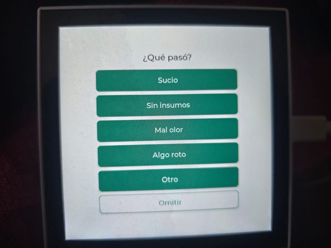 Pantalla de motivos tras una opinión negativa
