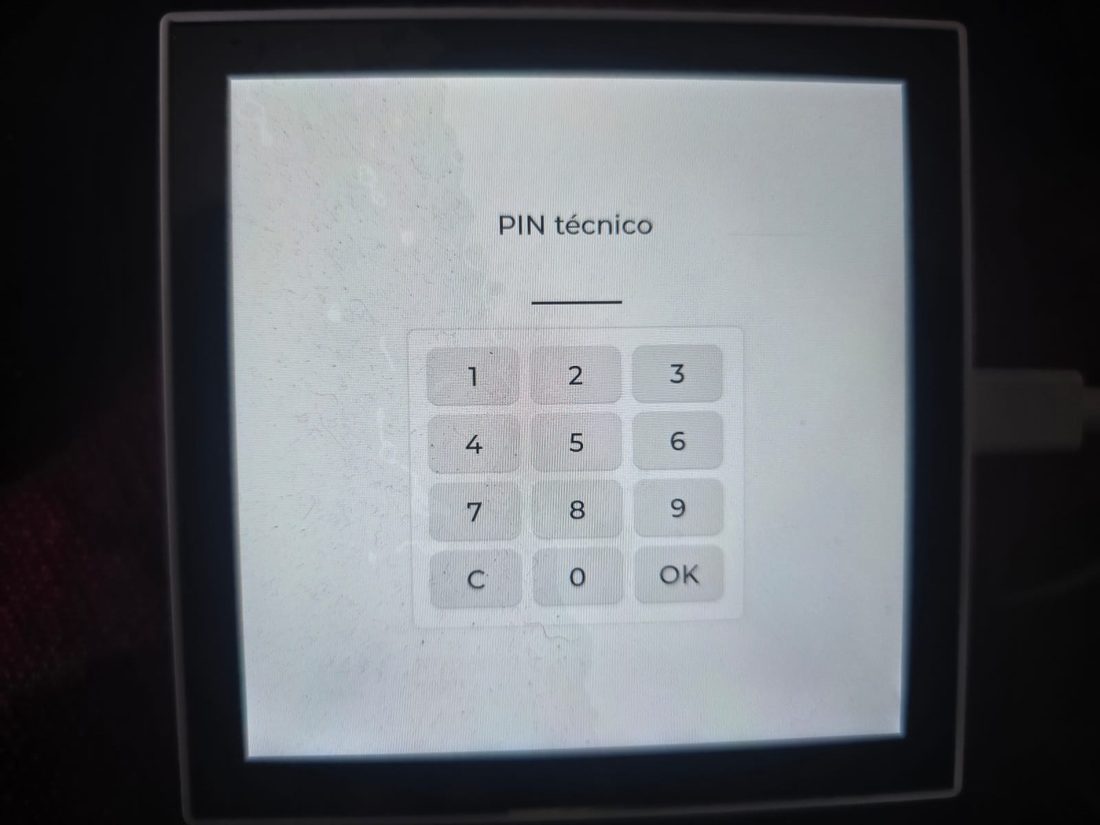 Pantalla de ingreso de PIN técnico